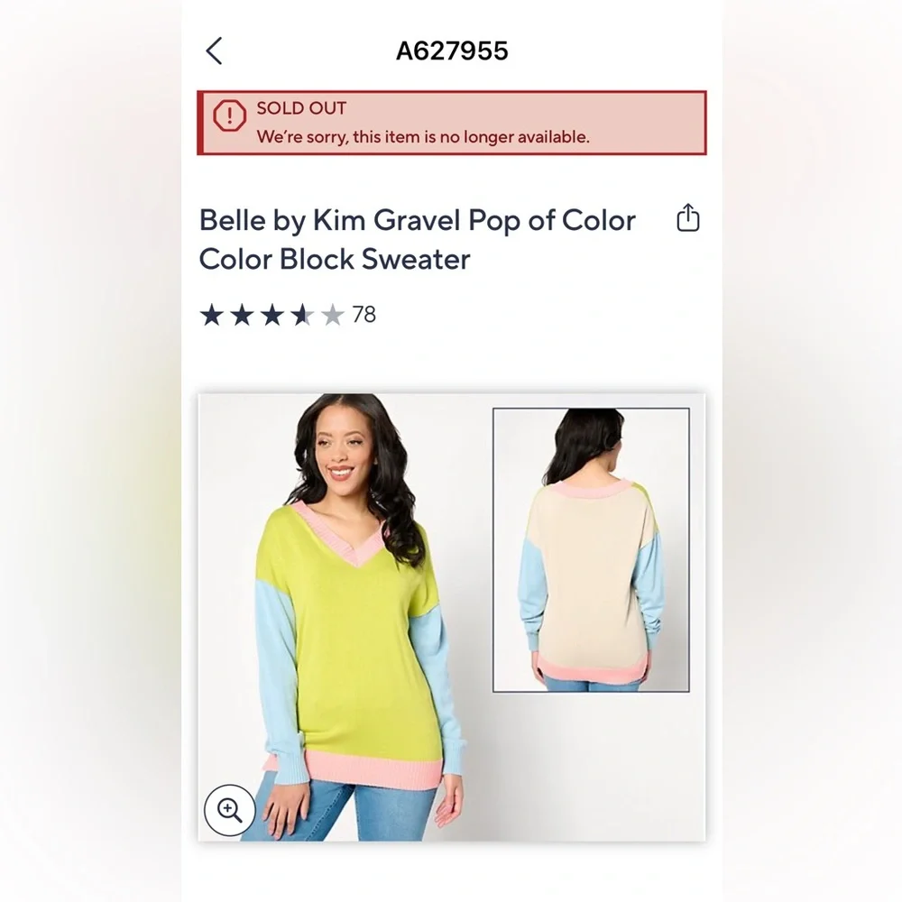 Belle by Kim Gravel color block sweater - Picture 6 of 8